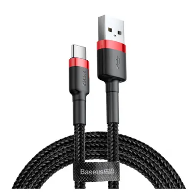 Baseus Cafule kabel USB / USB Type-C QC 3.0 1m, černý/červený (CATKLF-B91)