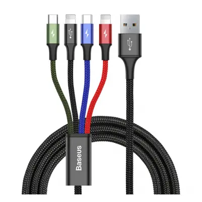 Baseus Rapid kabel USB / 2x Lightning / USB-C / Micro USB 3.5A 1.2m, černý (CA1T4-A01)