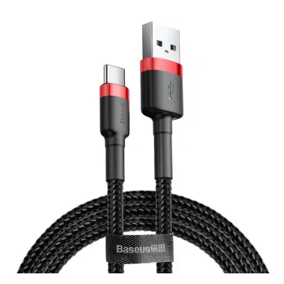 Baseus Cafule kabel USB / USB-C QC 3.0 2A 3m, černý/červený (CATKLF-U91)