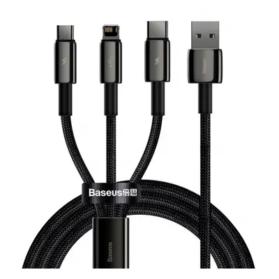 Baseus Tungsten 3in1 kabel USB - Lightning / USB-C / Micro USB 3.5A 1.5m, černý (CAMLTWJ-01)