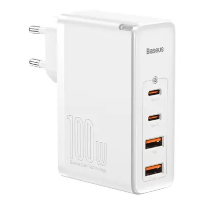 Baseus GaN2 Pro síťová nabíječka 2x USB / 2x USB-C 100W QC PD, bíla (CCGAN2P-L02)