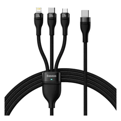 Baseus Flash 3in1 kabel USB-C - micro USB / USB-C / Lightning 100W 1.5m, černý (CASS030201)