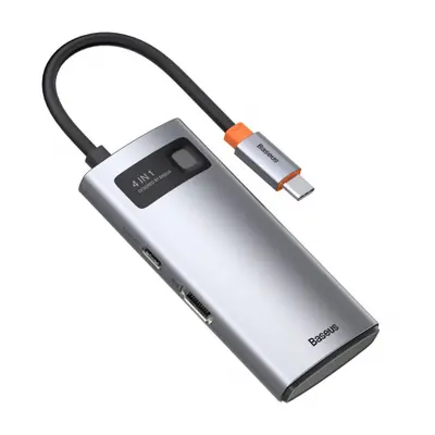 Baseus Metal Gleam HUB adaptér USB-C - USB-C PD 100W / HDMI 4K / 1x USB 3.2 / 1x USB 2.0, šedý (