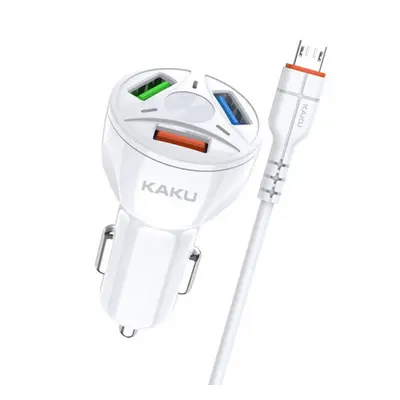 KAKU Car Charger autonabíječka 3xUSB QC 4.8A 20W + Micro USB kabel, bíla (KSC-493)