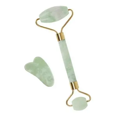 MG Jade Roller masážní váleček na obličej + Gua Sha, zelený