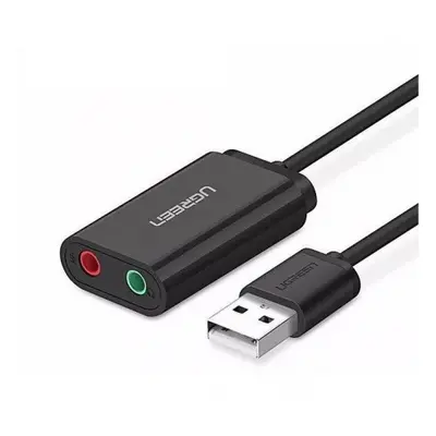 Ugreen US205 USB externí zvuková karta 15cm, černá (30724)