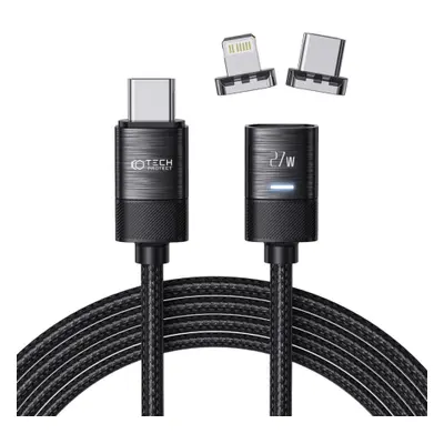 Tech-Protect Ultraboost magnetický kabel USB-C - USB-C / Lightning 27W 3A 2m, černý