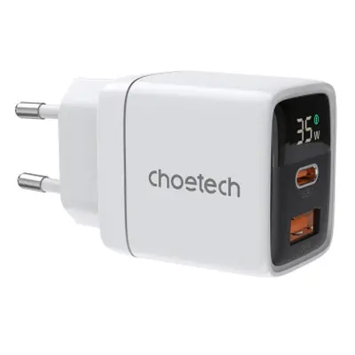 Choetech PD6052 GaN síťová nabíječka USB / USB-C 35W, bíla