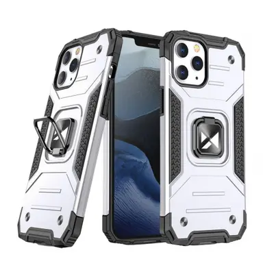 MG Ring Armor plastový kryt na iPhone 13 Pro, stříbrný