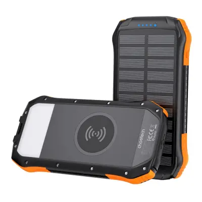 Choetech Solar Power Bank 10000mAh Qi 5W, černý/oranžový