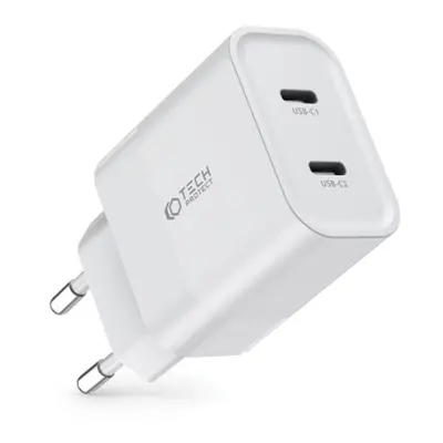 Tech-Protect C20W síťová nabíječka 2x USB-C 20W PD, bíla