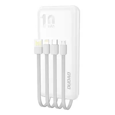 Dudao K6Pro Power Bank 10000mAh 2x USB + kabel USB / USB-C / Lightning / Micro USB, bílý (K6Pro-