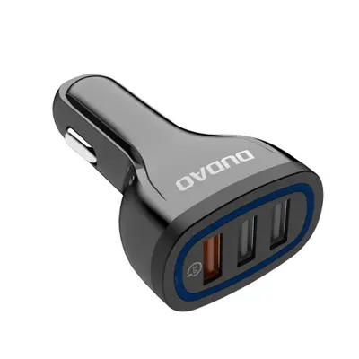 Dudao R7S autonabíječka 3x USB QC 3.0 2.4A 18W, černá (R7S black)