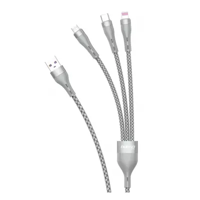 Dudao L20X 3in1 kabel USB - Lightning / microUSB / USB-C 65W 1.2m, šedý (L20X)