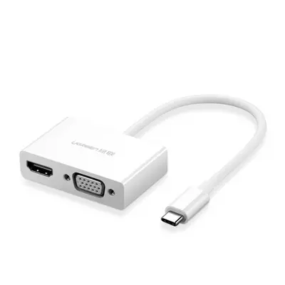 Ugreen MM123 adaptér USB-C - HDMI / VGA, bílý (MM123)