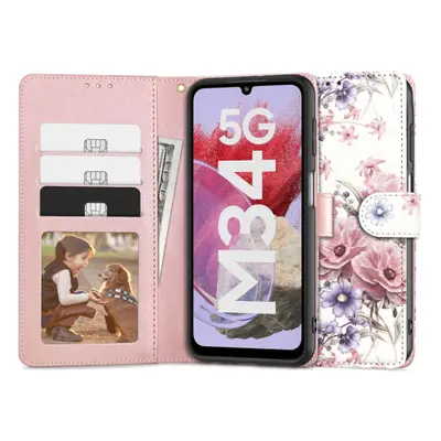 Tech-Protect Wallet knížkové pouzdro na Samsung Galaxy M34 5G, blossom flower