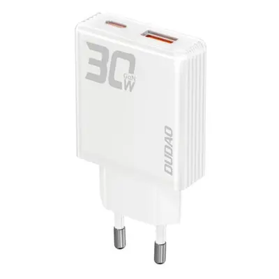 Dudao A30EU GaN síťová nabíječka USB / USB-C 30W, bíla