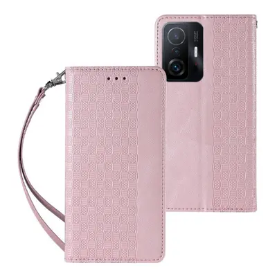 MG Magnet Strap knížkové kožené pouzdro na Samsung Galaxy A12 5G, růžové