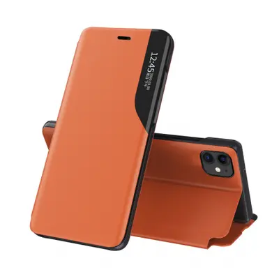 MG Eco Leather View knížkové pouzdro na iPhone 13 Pro, oranžové