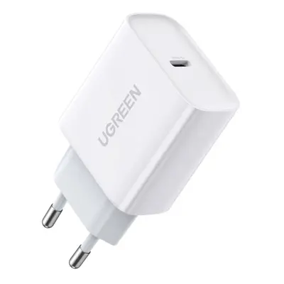 Ugreen CD137 USB-C síťová nabíječka PD QC 3A 20W, bíla