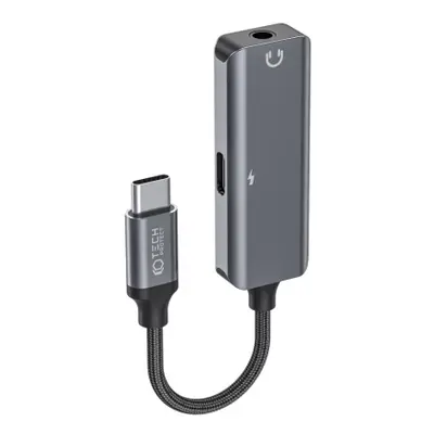 Tech-Protect Ultraboost adaptér USB-C - 3.5mm jack / USB-C, šedý