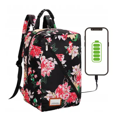 MG Bcross batoh s vestavěným USB kabelem 20L, pink flowers