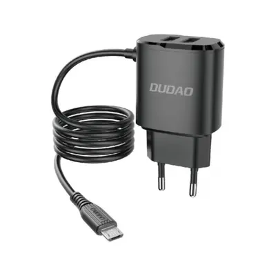 Dudao A2Pro síťová nabíječka 2x USB + vestavěný Micro USB kabel 12W, černá (A2ProM black)