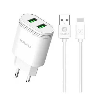 KAKU Charger síťová nabíječka 2x USB 12W 2.4A + Lightning kabel 1m, bíla (KSC-372)