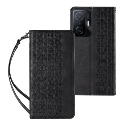 MG Magnet Strap knížkové kožené pouzdro na Xiaomi Redmi Note 11, černé