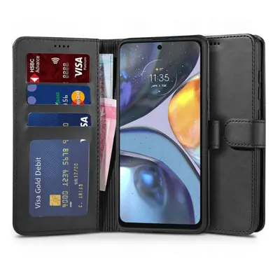 Tech-Protect Wallet knížkové kožené pouzdro na Motorola Moto G22 / E32 / E32S, černé