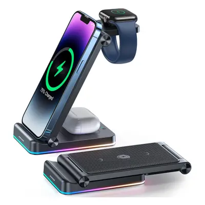 Joyroom 3in1 bezdrátová nabíječka na mobil / Apple Watch / AirPods 15W, černá (JR-WQN01)