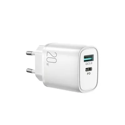 Joyroom Dual Charger síťová nabíječka USB-A QC / USB-C PD 20W, bíla (L-QP2011)