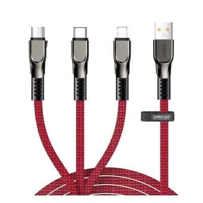 Joyroom 3in1 kabel USB - Lightning / Lightning / USB-C 3.5A 1.3m, červený (S-1335K4)