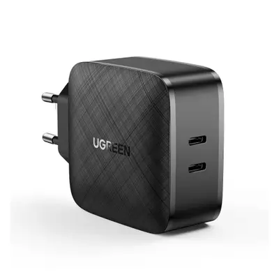 Ugreen CD216 síťová nabíječka 2x USB-C PD QC 66W, černá (CD216)