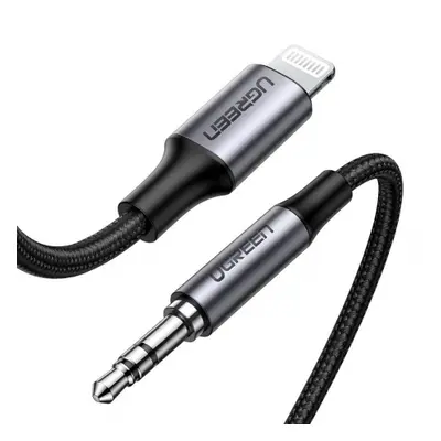 Ugreen MFI audio kábel Lightning / 3.5mm mini jack, sivý