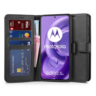 Tech-Protect Wallet knížkové kožené pouzdro na Motorola Edge 30 Neo, černé