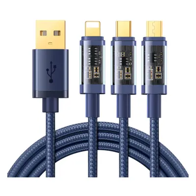 Joyroom 3in1 kabel USB - USB-C / Lightning / micro USB 3.5A 1.2m, modrý (S-1T3015A5)