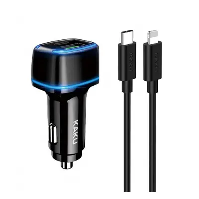 KAKU KSC-540 autonabíječka USB / USB-C 3A 20W + kabel Lightning / USB-C, černá