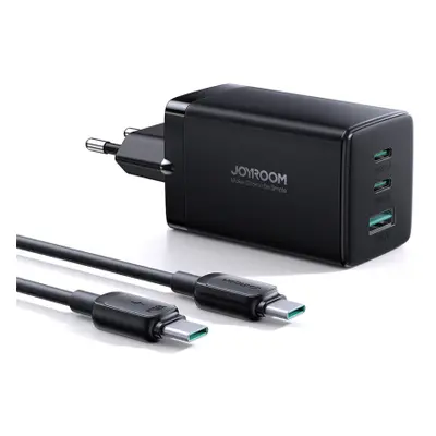 Joyroom TCG01 GaN síťová nabíječka USB / 2x USB 65W + kabel USB-C, černá (TCG01)