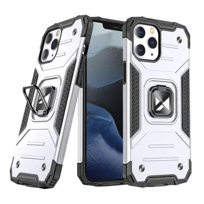 MG Ring Armor plastový kryt na iPhone 14 Pro Max, stříbrný