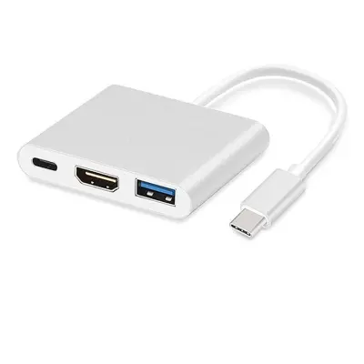 MG adaptér USB-C - HDMI 4K / USB / USB-C 0.25m, bílý