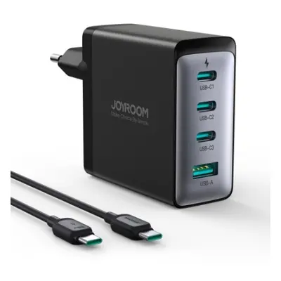 Joyroom JR-TCG04EU GaN sieťová nabíjačka USB / 3x USB-C 100W + kábel USB-C, čierna (JR-CCB01)