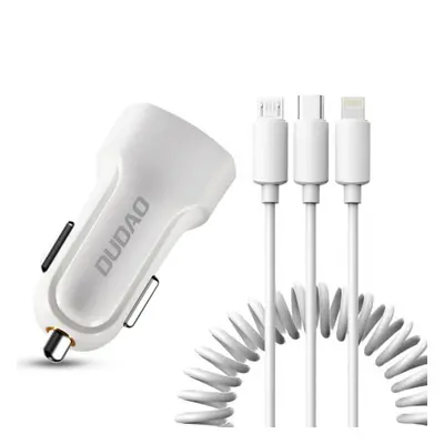 Dudao R7 autonabíječka 2x USB 2.4A + 3in1 Lightning / Type C / micro USB, bíla