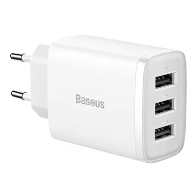 Baseus Compact síťová nabíječka 3x USB 17W, bíla