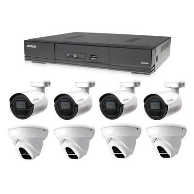 Kamerový set 1x AVTECH DVR DGD1009AV, 4x 2MPX Dome kamera AVTECH DGC1004XFT a 4x 2MPX Bullet kam