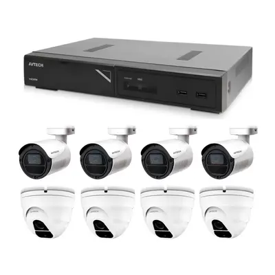 Kamerový set 1x AVTECH NVR AVH2109AX, 4x 2MPX IP Bullet kamera AVTECH DGM2103ASVP a 4x 2MPX IP D