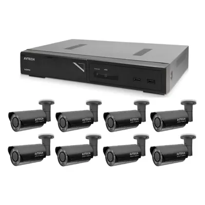 Kamerový set 1x AVTECH NVR AVH1109 a 8x 5MPX IP Bullet kamera AVTECH AVTECH AVM5547 + 8x Kabel U