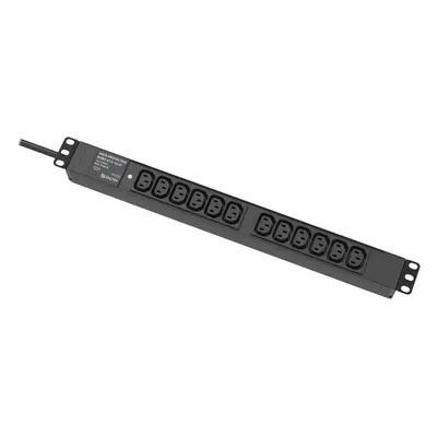 RACK-PROTECTOR-EURO-X12-1U-PI - 19" napájecí panel, 1U, 12 x 230 V, přepěťová ochrana