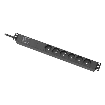 RACK-PROTECTOR-F6-1U-5 - 19" napájecí panel, 1U, 6 x 230 V, přepěťová ochrana