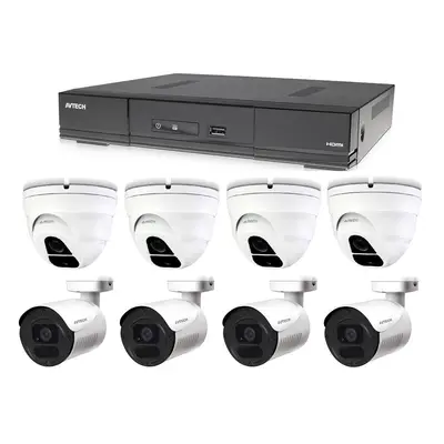 Kamerový set 1x AVTECH DVR DGD1009AV, 4x 5MPX Dome kamera AVTECH DGC5205TSE a 4x 5MPX Bullet kam